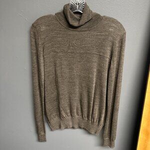 Worth 100% Wool Brown Lightweight Long Sleeve Turtleneck Womens Size 8 Sweater‎